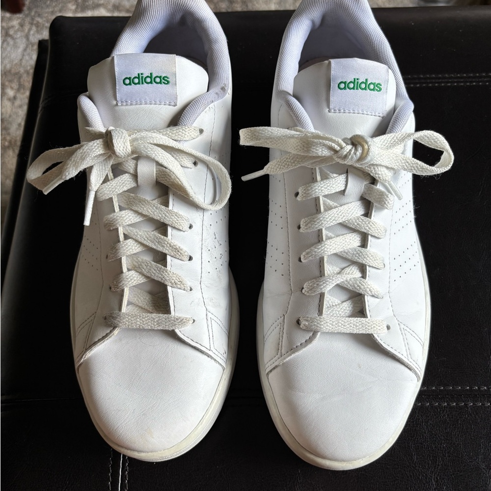 Adidas Advantage GZ5300 White with Green Logo Sneakers Men Size 10